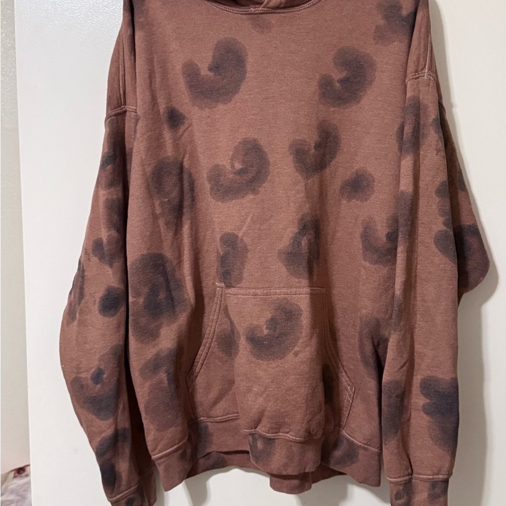 Project Social T Brown Crewneck Sweatshirt with Dark Brown/Black Spots